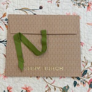 Tory Burch Brown and Green Patterned Gift Bag/Box